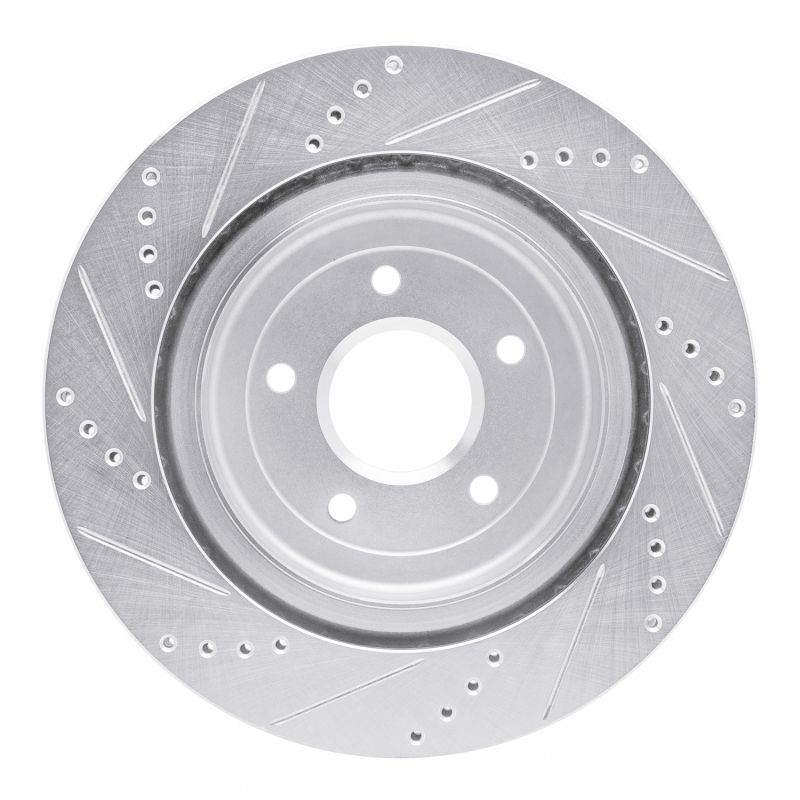 Chevrolet Corvette Brake Rotor (1) - Rear Right - R1 Concepts - Drilled & Slotted - Silver - `06-`13